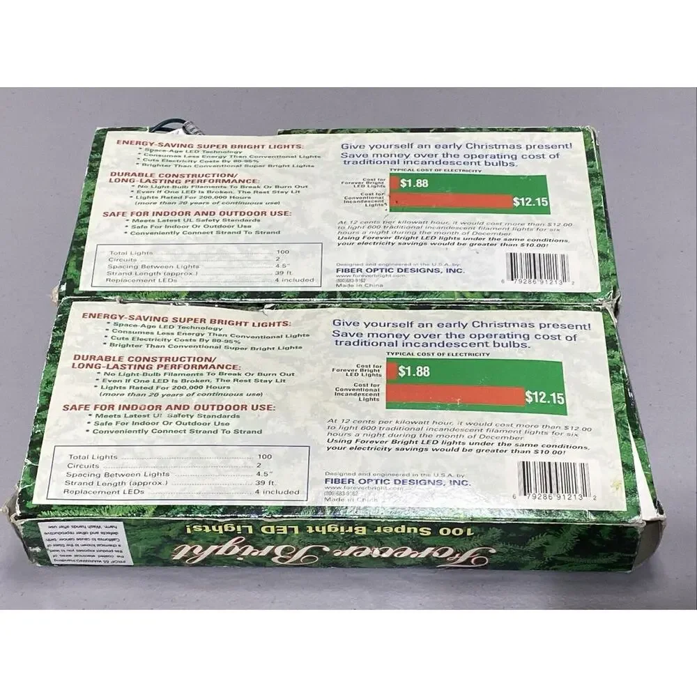 Vintage LED Super Bright Red Christmas Lights Indoor Outdoor NEW 2 Boxes Of 100